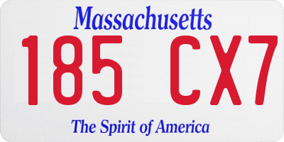 MA license plate 185CX7