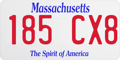 MA license plate 185CX8