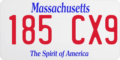 MA license plate 185CX9