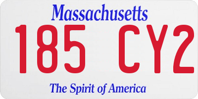 MA license plate 185CY2
