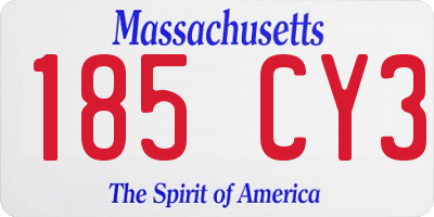 MA license plate 185CY3