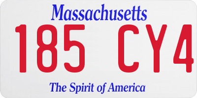 MA license plate 185CY4