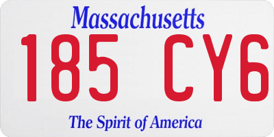 MA license plate 185CY6