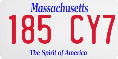 MA license plate 185CY7
