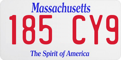 MA license plate 185CY9