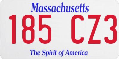 MA license plate 185CZ3