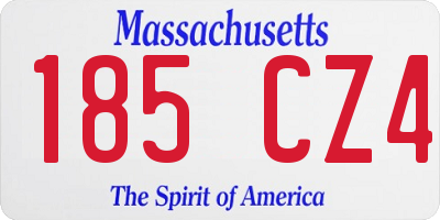 MA license plate 185CZ4