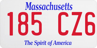 MA license plate 185CZ6