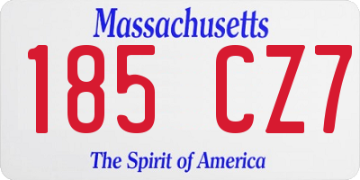 MA license plate 185CZ7