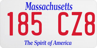 MA license plate 185CZ8