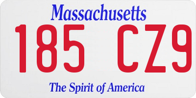 MA license plate 185CZ9