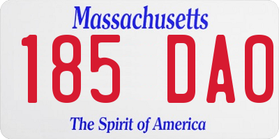 MA license plate 185DA0