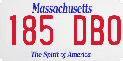 MA license plate 185DB0