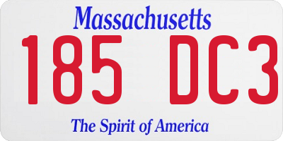 MA license plate 185DC3
