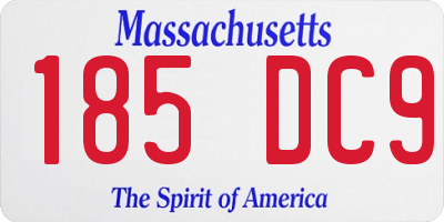 MA license plate 185DC9