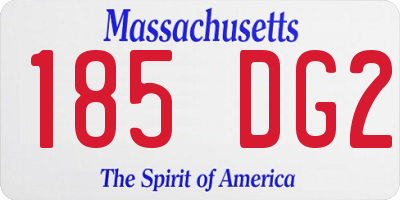 MA license plate 185DG2