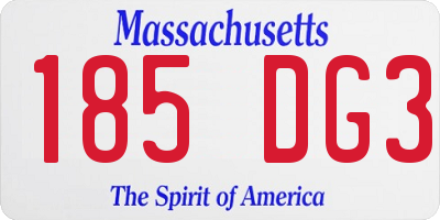 MA license plate 185DG3