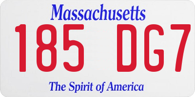 MA license plate 185DG7