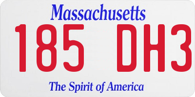 MA license plate 185DH3