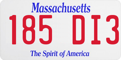 MA license plate 185DI3