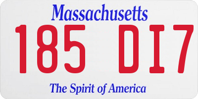 MA license plate 185DI7
