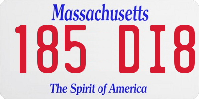 MA license plate 185DI8