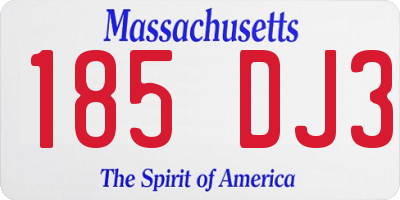 MA license plate 185DJ3
