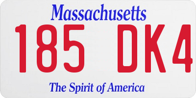 MA license plate 185DK4