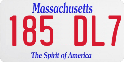 MA license plate 185DL7