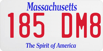 MA license plate 185DM8