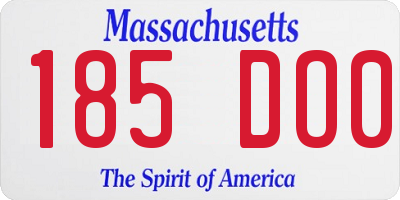 MA license plate 185DO0