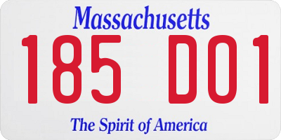 MA license plate 185DO1
