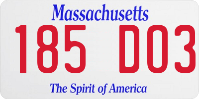 MA license plate 185DO3