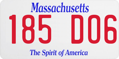 MA license plate 185DO6