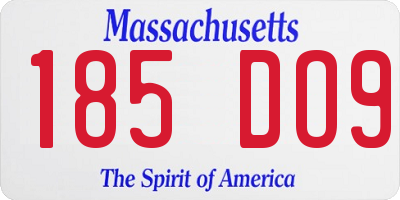 MA license plate 185DO9