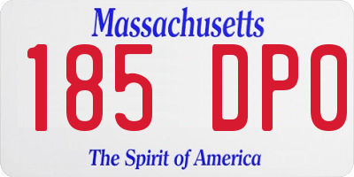 MA license plate 185DP0