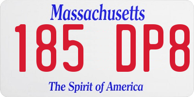 MA license plate 185DP8