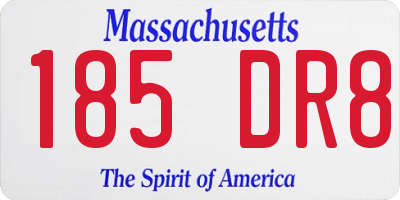 MA license plate 185DR8