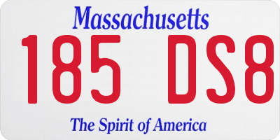 MA license plate 185DS8