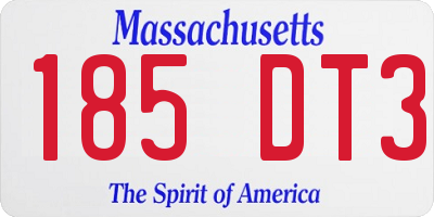 MA license plate 185DT3
