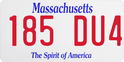 MA license plate 185DU4