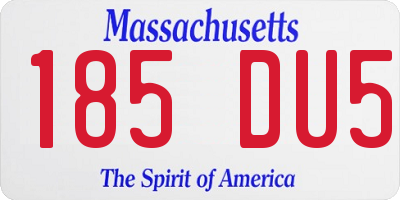 MA license plate 185DU5
