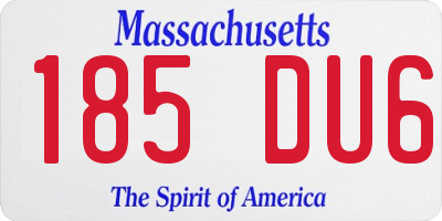 MA license plate 185DU6