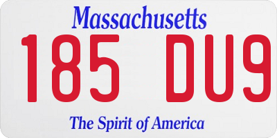 MA license plate 185DU9