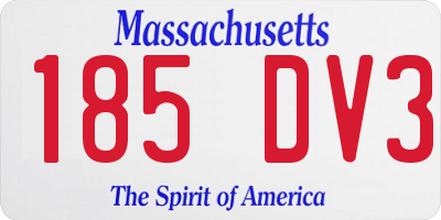 MA license plate 185DV3