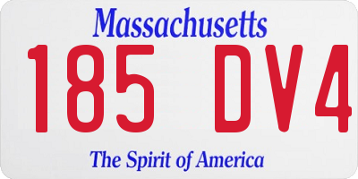 MA license plate 185DV4