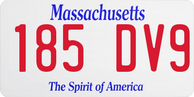 MA license plate 185DV9