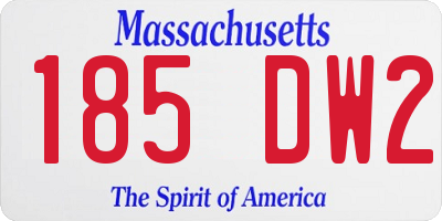 MA license plate 185DW2