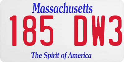 MA license plate 185DW3