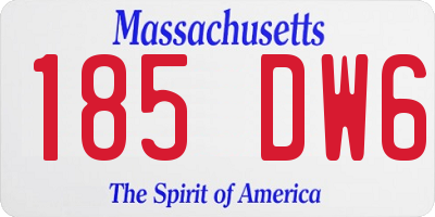 MA license plate 185DW6